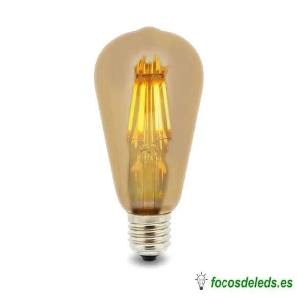 Bombilla LED Filamento E27 ST64 6W Ámbar