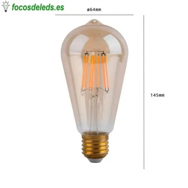Bombilla LED Filamento 6W E27 vintage ST64