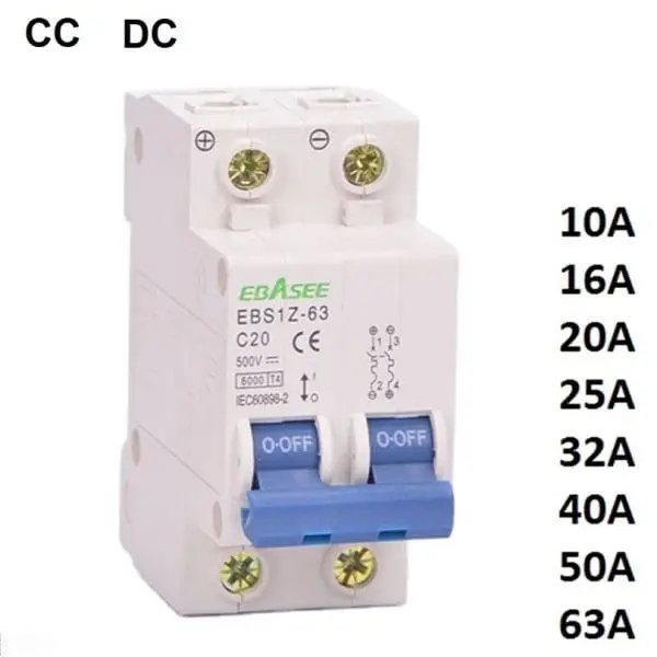 Disyuntor Magnetotérmico Corriente continua CC DC MCB 2P