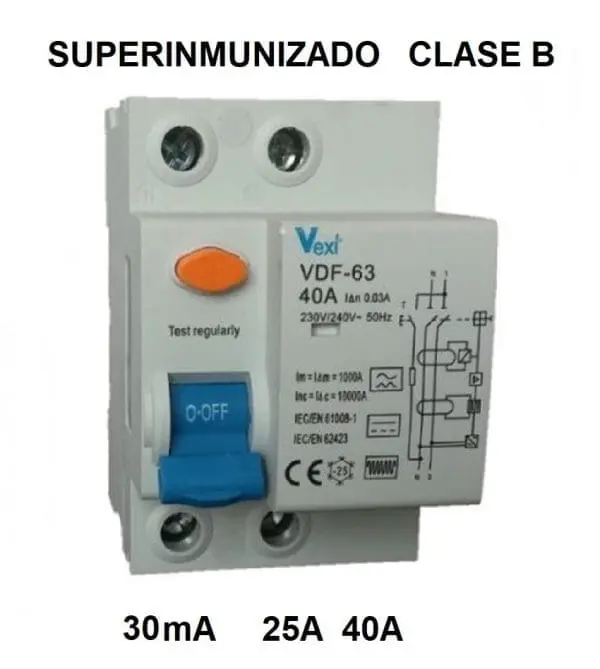 Diferencial superinmunizado Clase B 30mA 2P monofasico