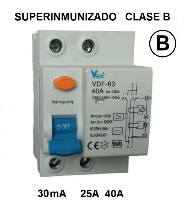 Diferencial superinmunizado Clase B 30mA 2P monofasico