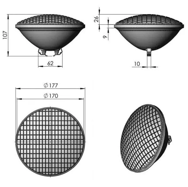 Foco piscina PAR56 300W 12V