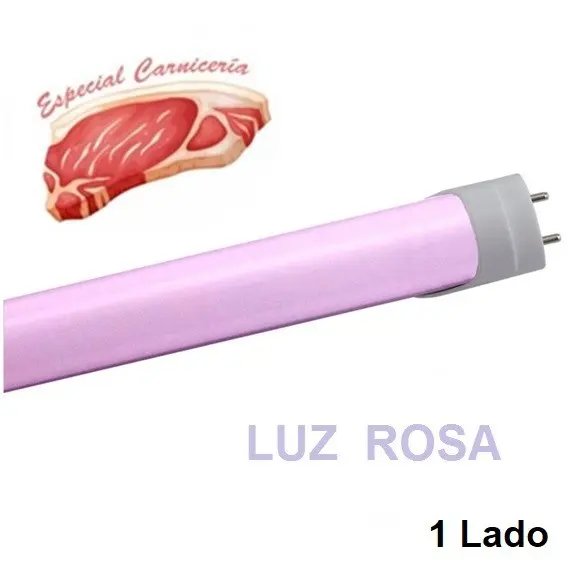 Tubo led 60cm luz rosa carnicería, 1 lado T8