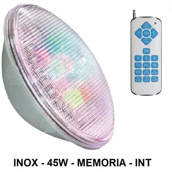 Foco led piscina PAR56 RGB 45W on-off inox