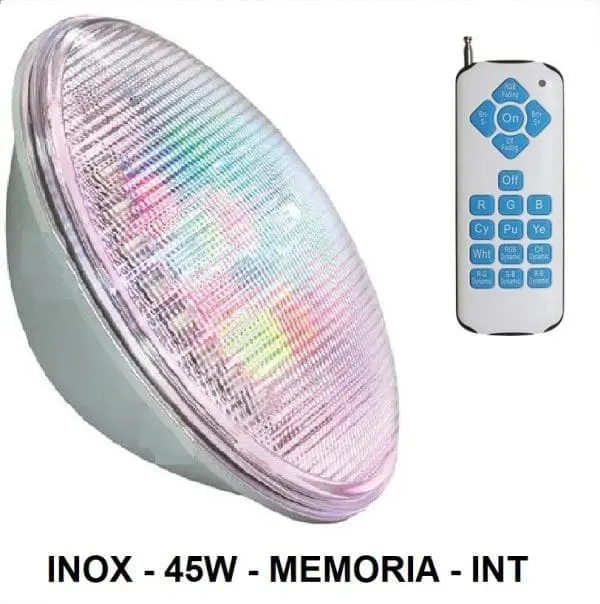 Foco led piscina PAR56 RGB 45W on-off inox