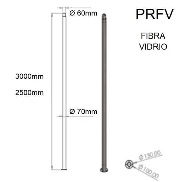 Báculo farola fibra de vidrio PRFV columna luminaria