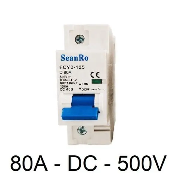 Disyuntor Magnetotérmico DC 1P 80A 500V MCB fusible