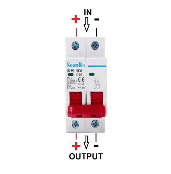 Disyuntor DC 500V 2P Magnetotérmico corriente continua CC