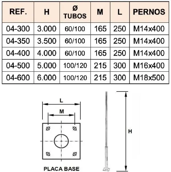 Columna telescópica farola báculo acero 3-6mts - Imagen 3