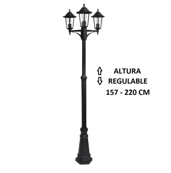 Farola exterior jardín columna Auriga 220cm