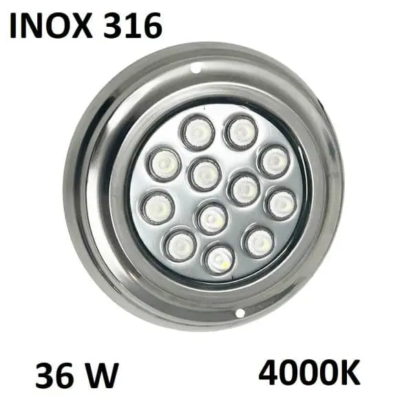 Foco led piscina superficie 36W 4000K INOX 316