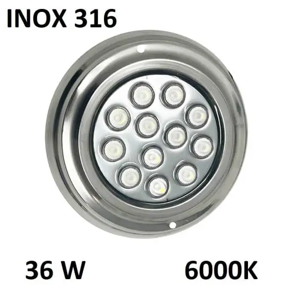 Foco led piscina superficie 36W 6000K INOX 316