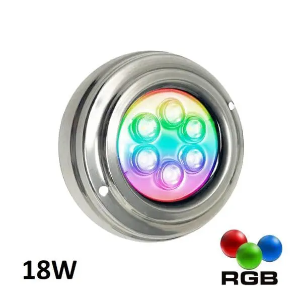 Foco led piscina superficie RGB 18W 4 hilos INOX 316