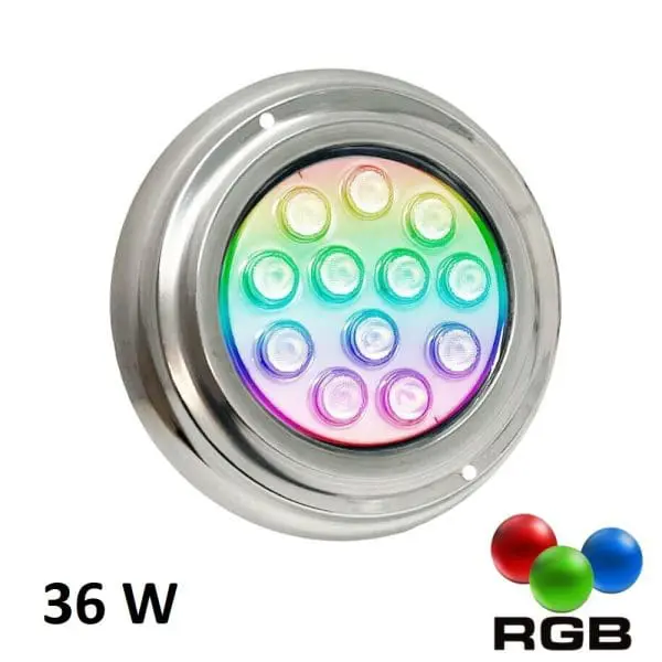 Foco led piscina superficie RGB 36W 4 hilos INOX 316