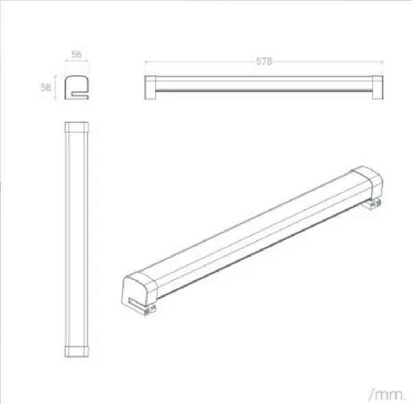 Aplique aluminio 58cm espejo baño maquillaje bora - Imagen 3