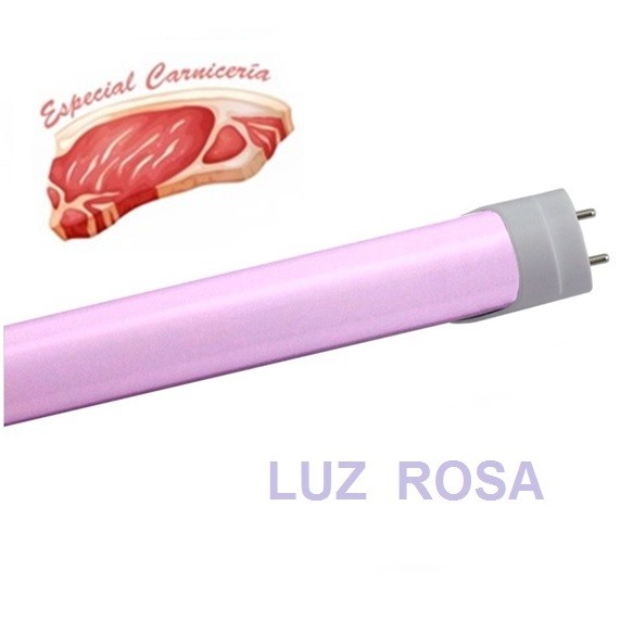 Tubo led luz rosa 120cm 18w T8, carnicería