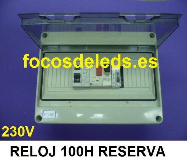 Cuadro eléctrico piscina protección bomba 0,5 - 0,75 - 1CV - 1,5CV 230V monofasico + reloj 100h reserva