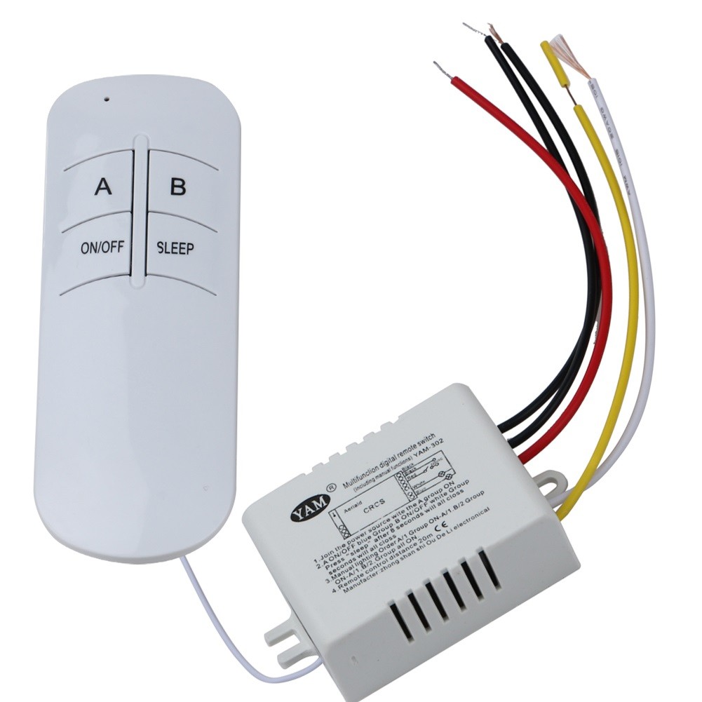 Interruptor inalámbrico rf 2 canales con mando a distancia
