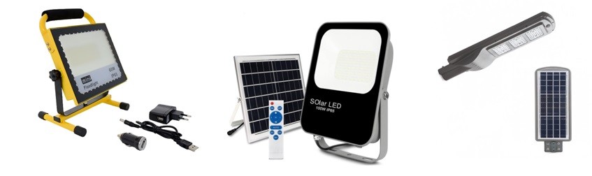 Proyector LED solar y portátil con batería