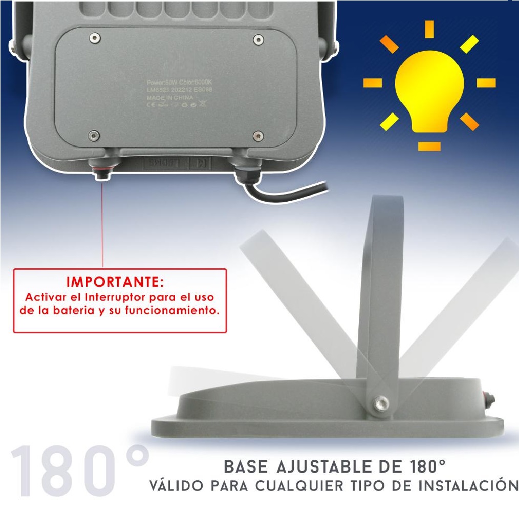Foco Proyector LED Solar 100W para exterior – Decoled Valencia