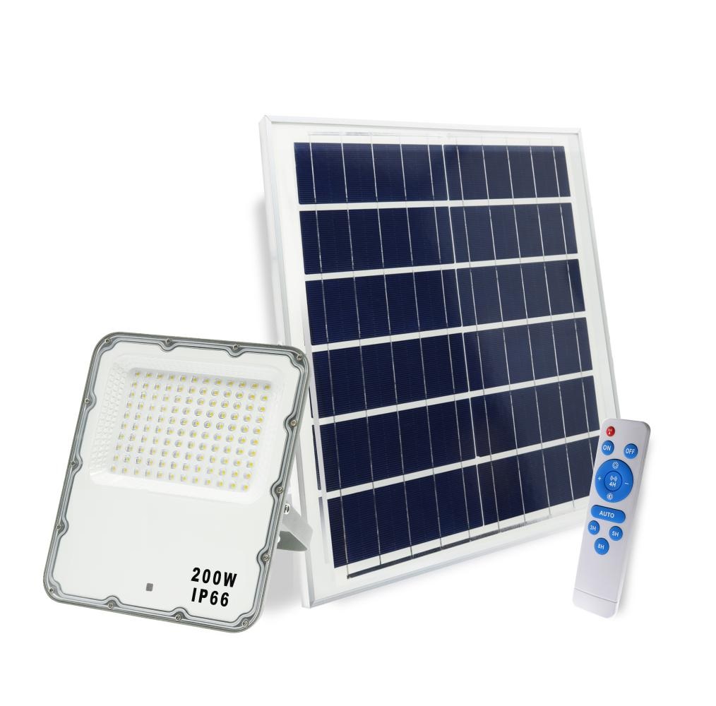 Luz Exterior Foco Solar 200w Alta Eficiencia Sensor+control
