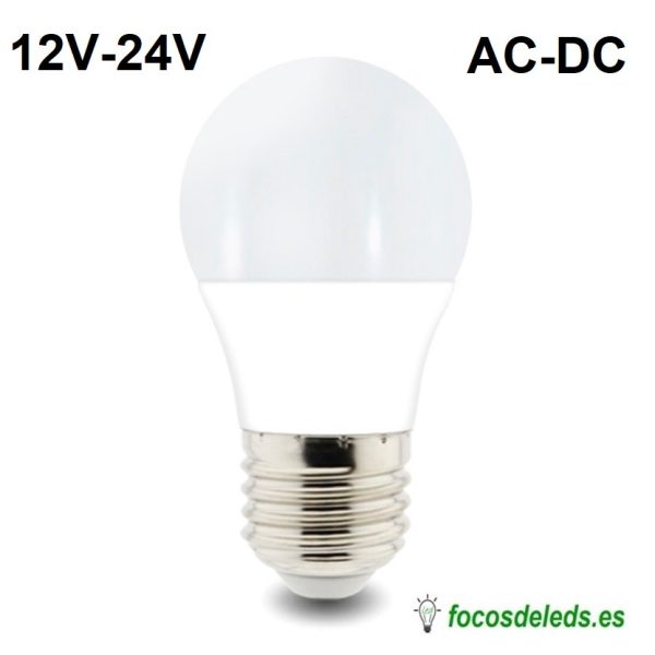 Bombilla LED E27 12V 24V 6W A60 AC - DC