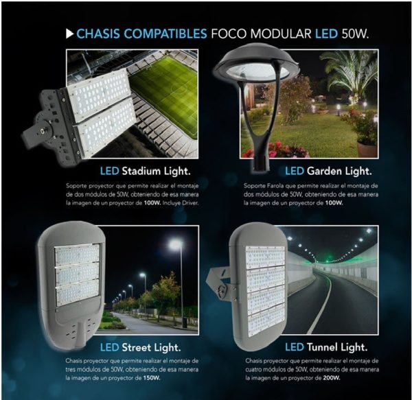Foco proyector módular LED 50W Lumileds IP68 150Lm/w