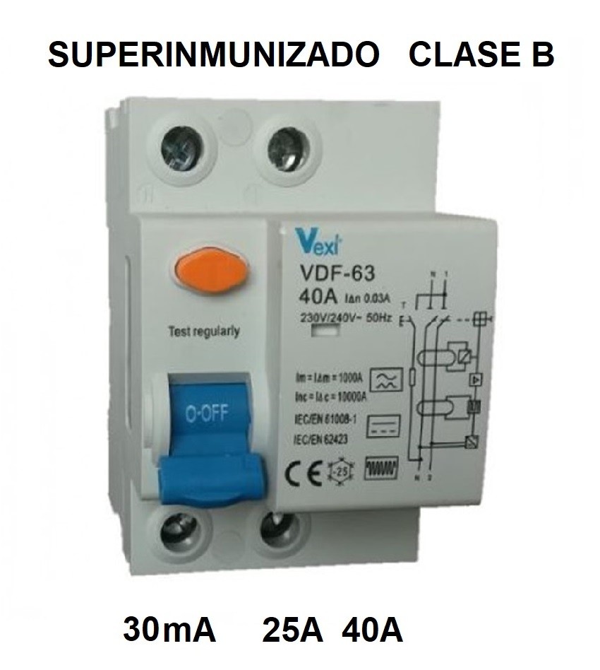 DIFERENCIAL REARMABLE 2P 40A 30MA CLASE A VEXI