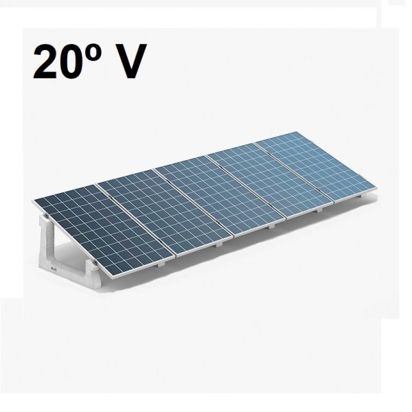 Estructura paneles solares Ennovbloc 20º V, soporte de hormigón