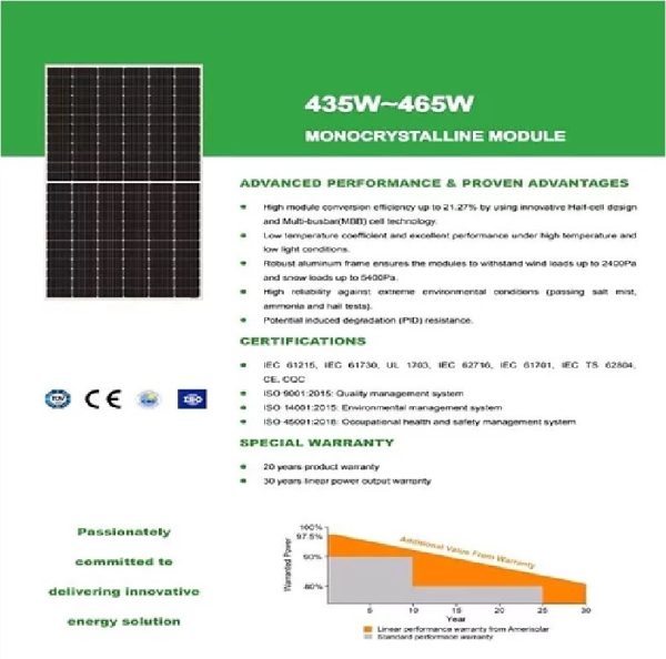 Placa Solar 450W Mono Perc