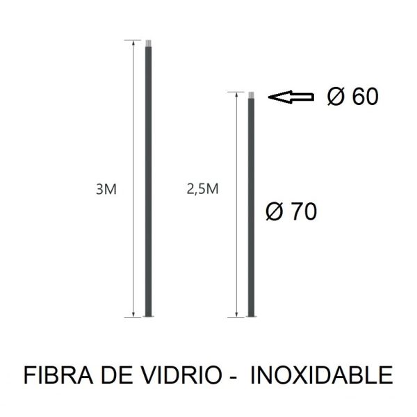 Báculo farola fibra de vidrio PRFV columna luminaria